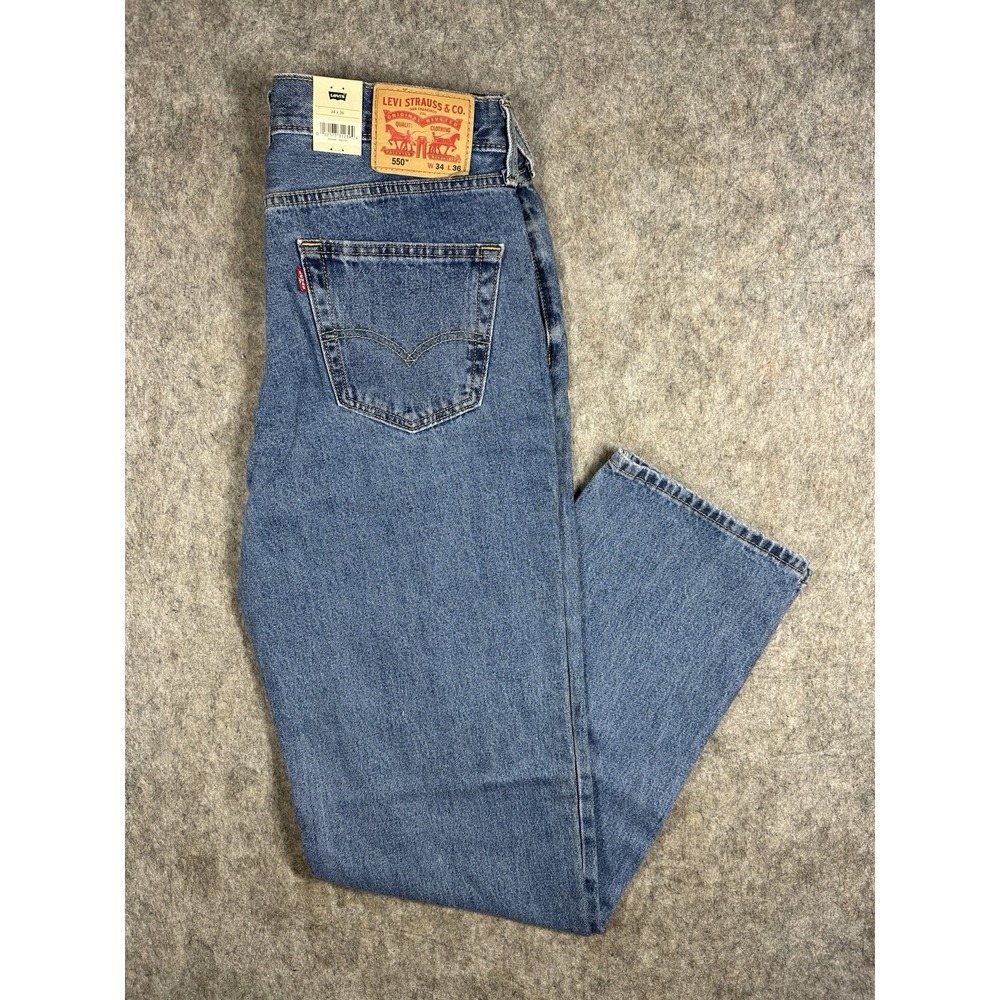 Levi's 550 Relaxed Fit Mens Jeans 34x36 Stonewash Blue Tapered 100% Cotton NWT
